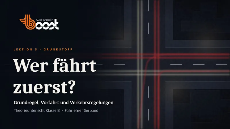 Folie: Wer fährt zuerst? Grundregel, Vorfahrt und Verkehrsregelungen